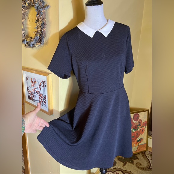 Wednesday Addams Other - WEDNESDAY ADDAMS Size 1X Gothic Costume Black Dress White Collar Forever 21 NEW